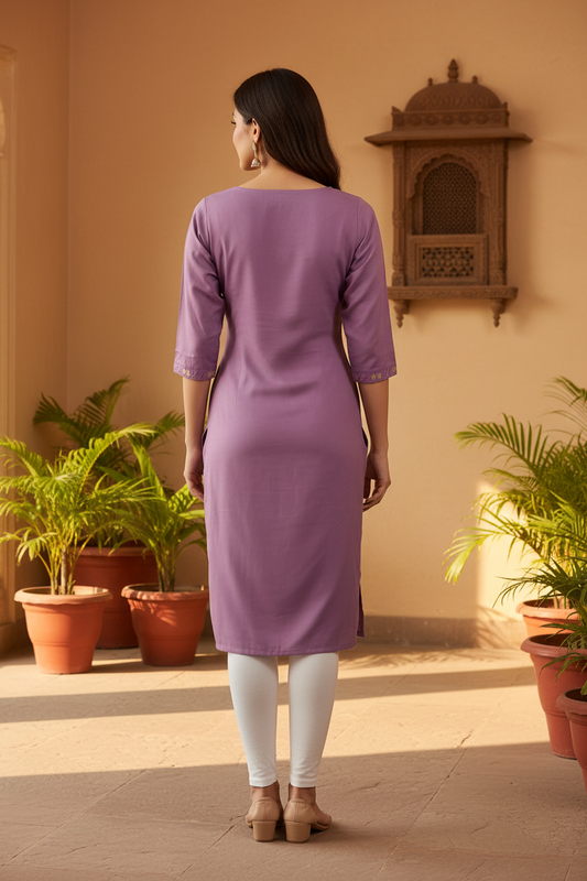 Purple Kurta 38" - Back View