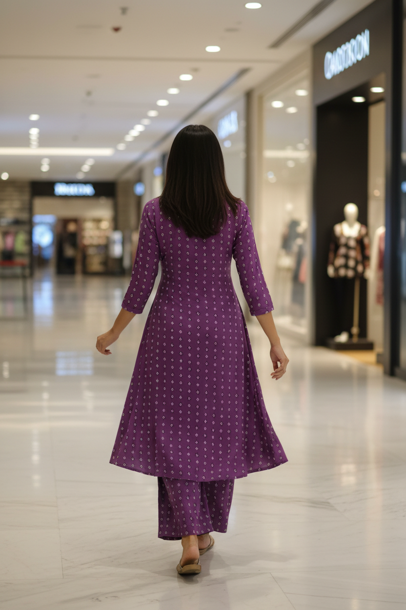 Women Violet Printed Co-ord Kurta Set