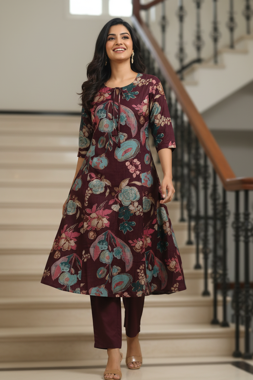 Women Floral Print A-Line Kurta Set with Dupatta