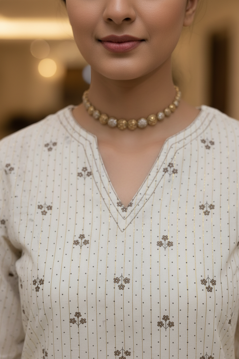 Women Ivory Floral Booti Kurta Set