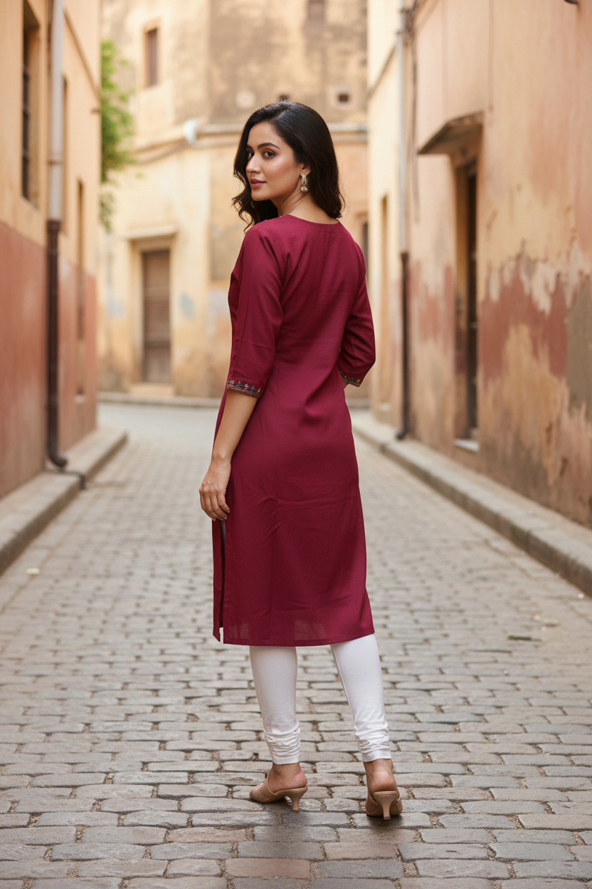 Maroon Kurta Back View