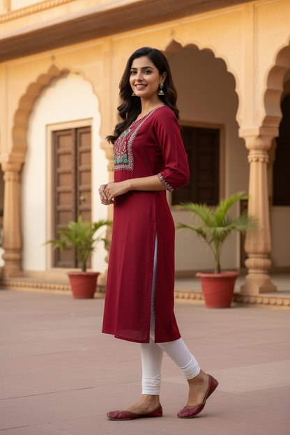 Maroon Kurta Side View