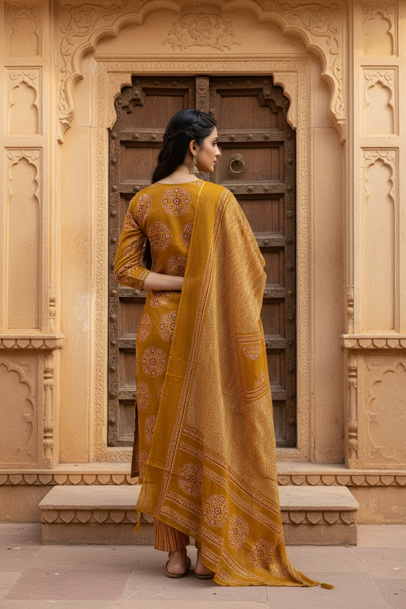 Mustard Ajrakh - Back View
