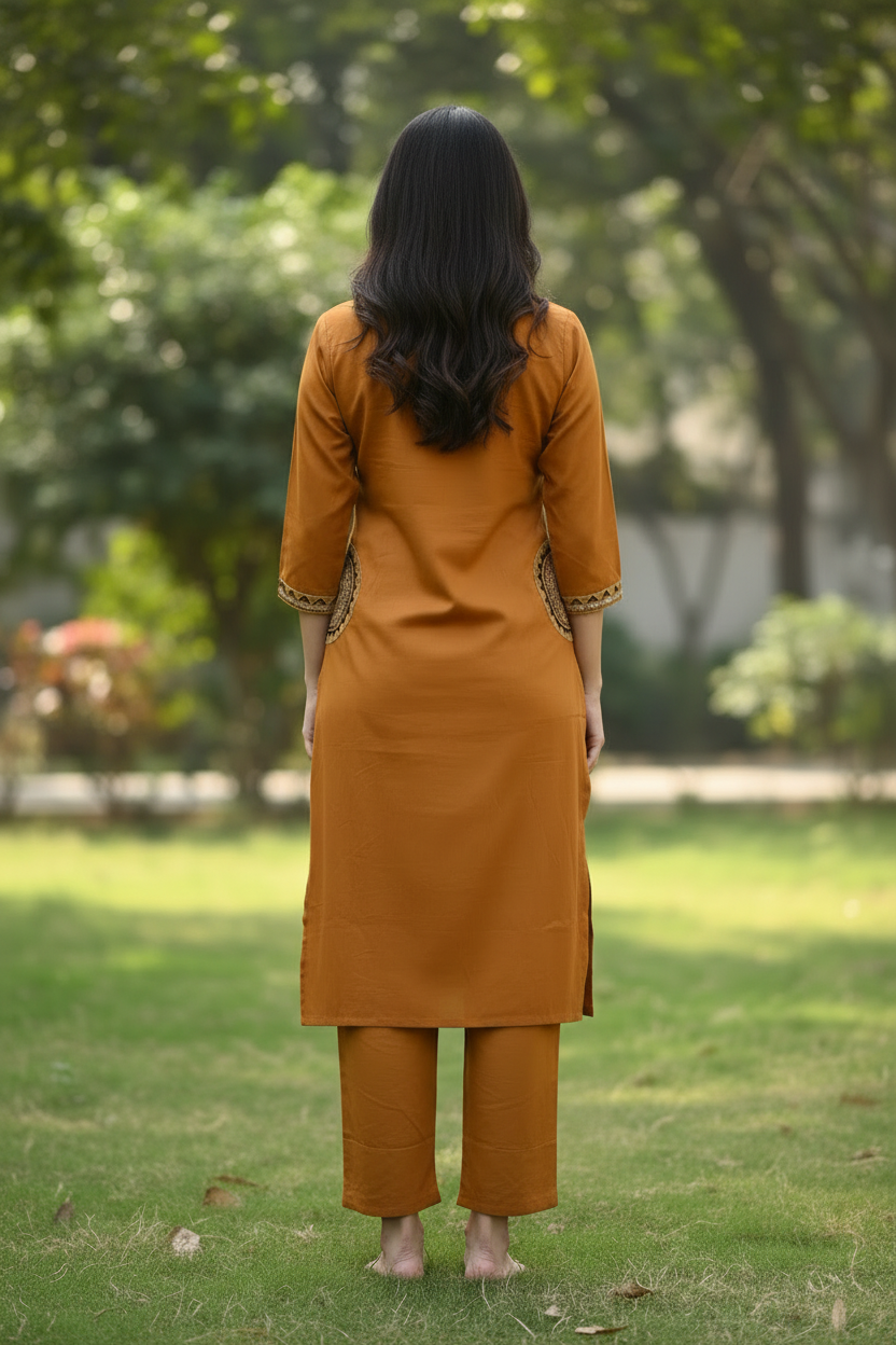 Mustard Kurta – Strict Pure Back View