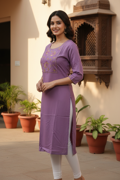 Purple Kurta 3/4 Shot