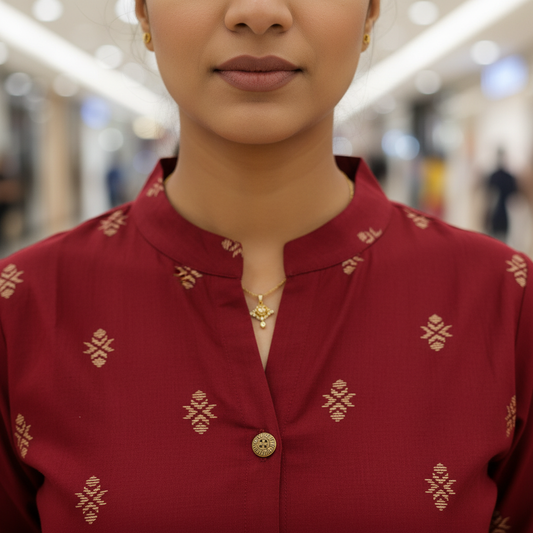 Women Rusted Maroon Kurta With Trouser
