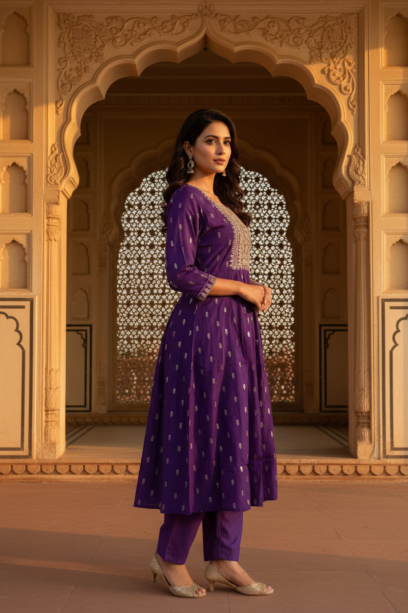 Royal Purple Anarkali – Side View