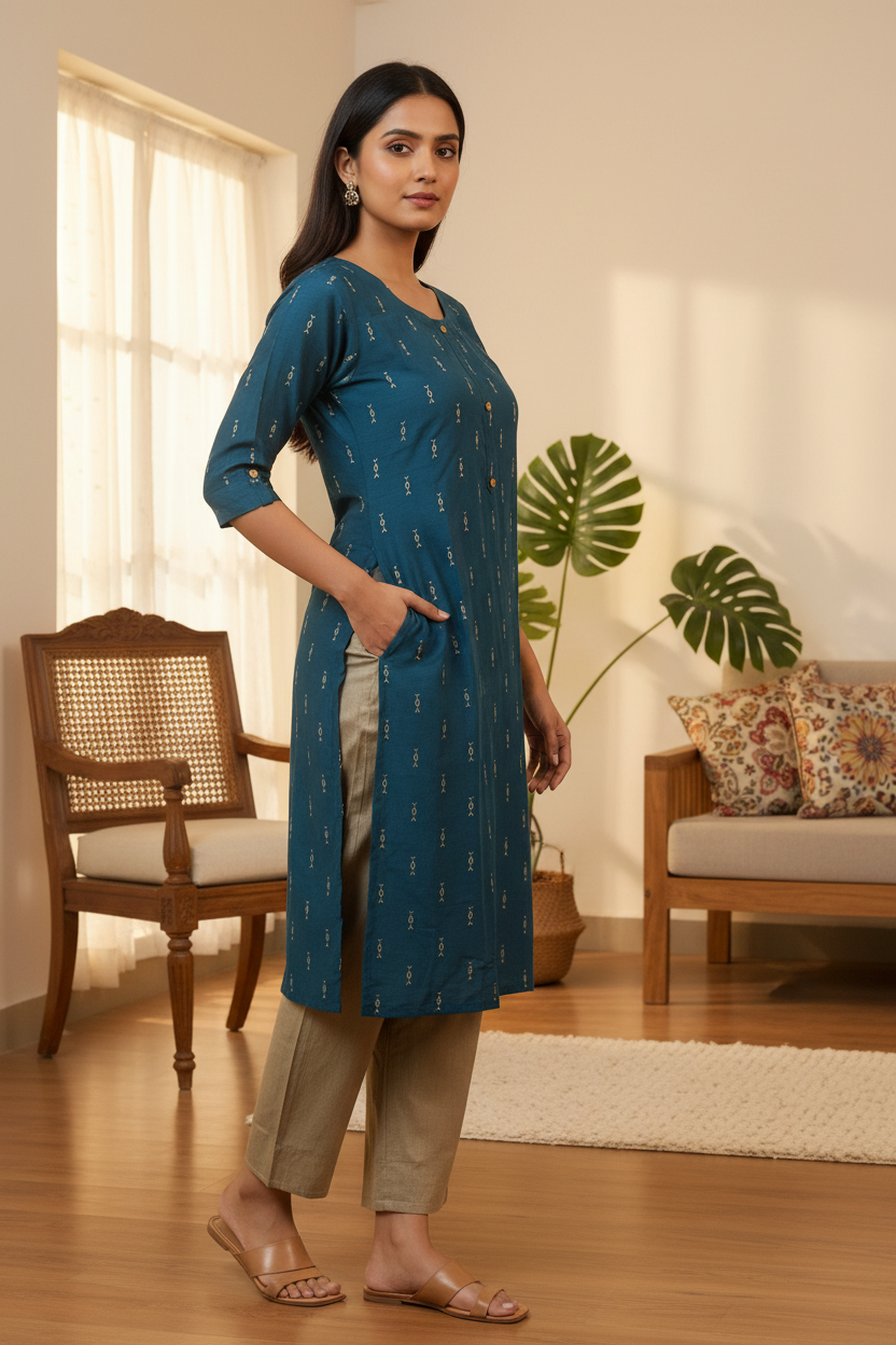 Teal Kurta – Lifestyle Side