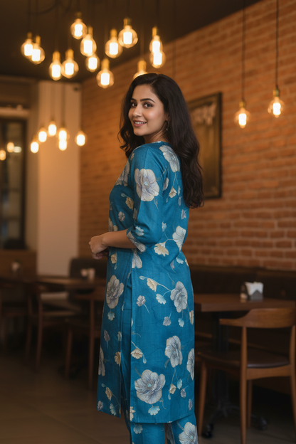 Women Floral Vatican Silk Co-ord Set